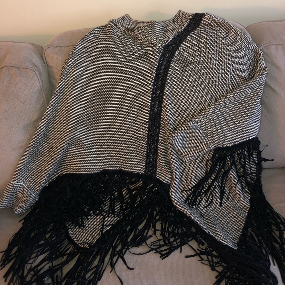 Mock neck poncho with sleeves